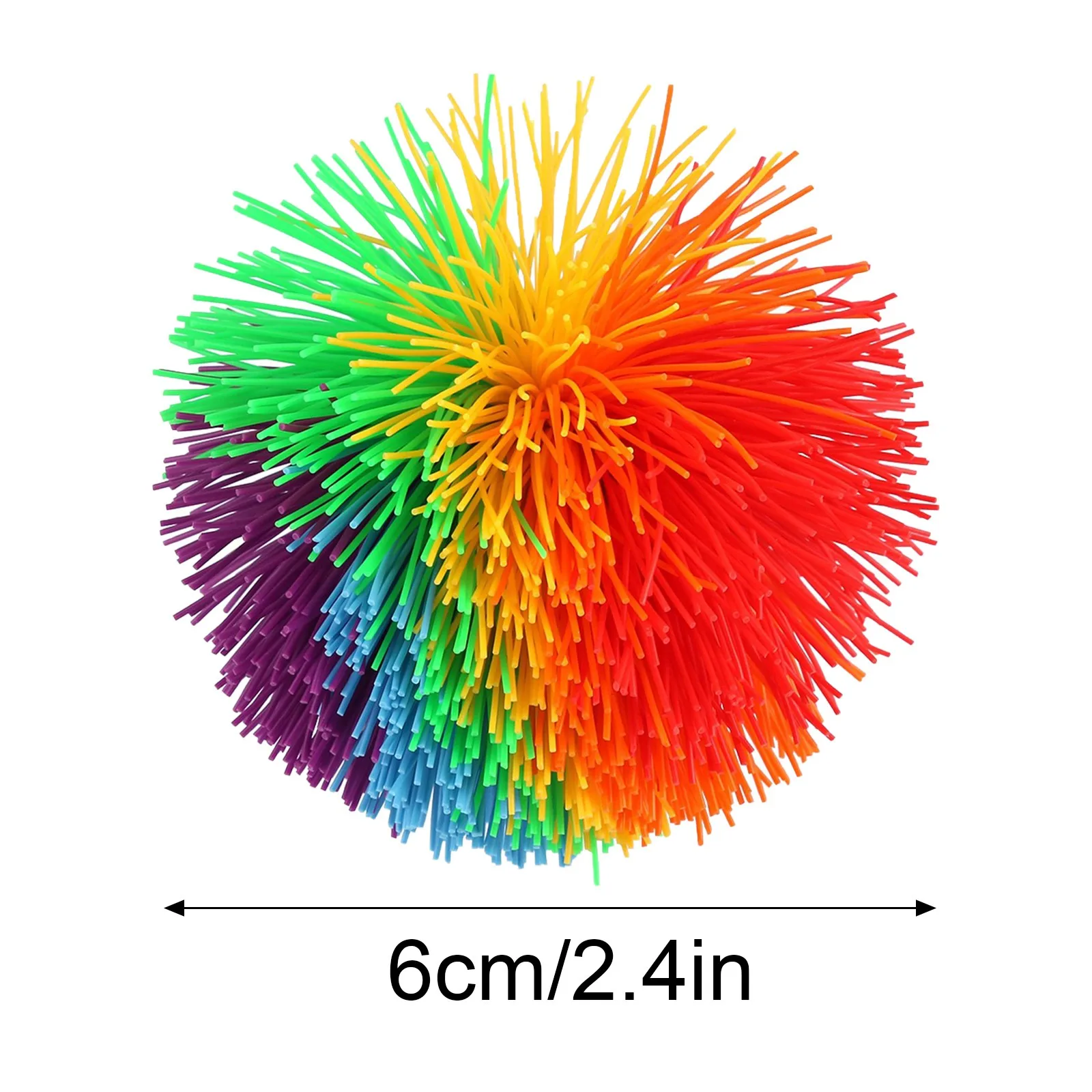 4.5 Large Rainbow Stringy Ball Silicone Bouncing Fluffy Jugging Ball,Monkey Stress Ball 