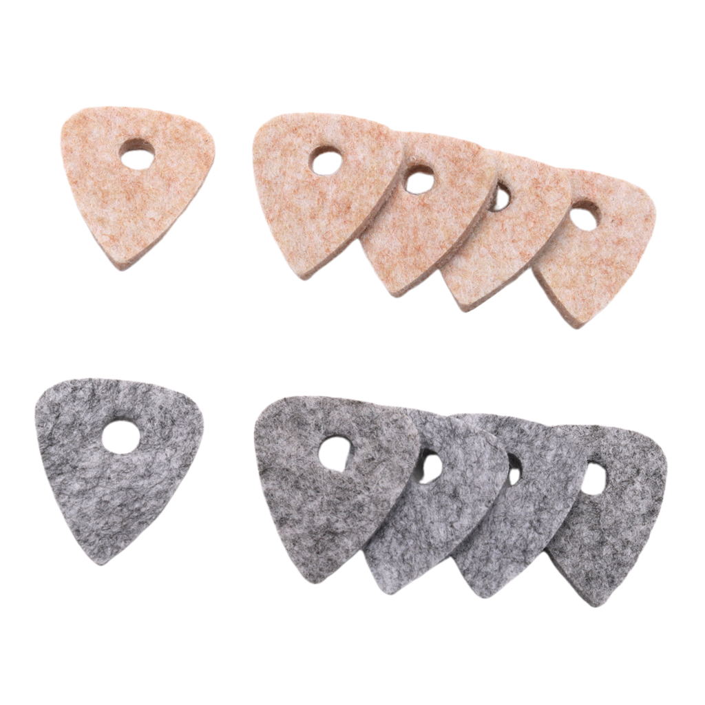 Wool Blend Ukulele Picks Pack Of 10 Felt Plectrums With Hole Cream And Gray