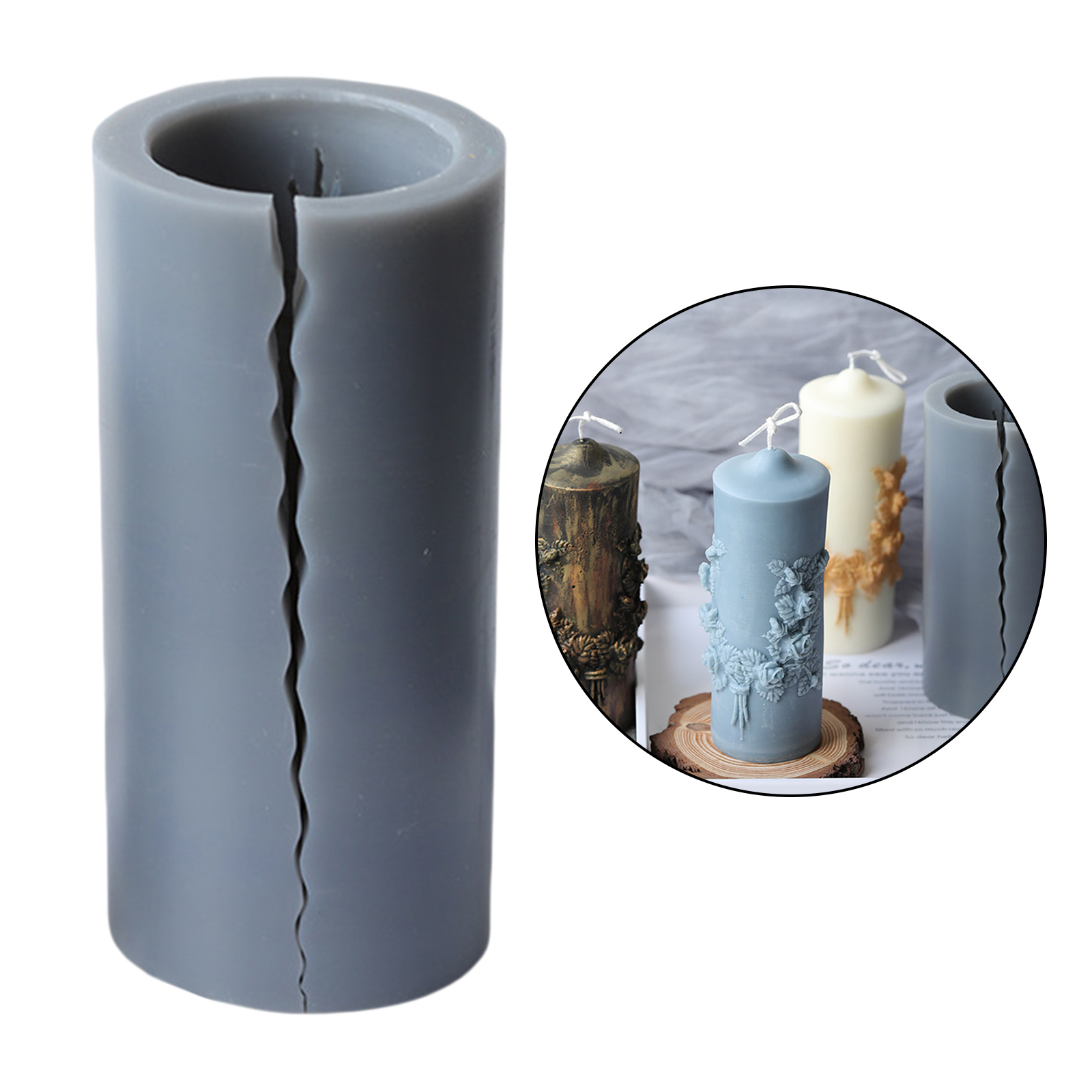 Candle Molds,Cylinder Shape Rose Flower Carved Silicone Candle Molds for Making DIY Wedding Art Candles,Bath Bomb, Soap