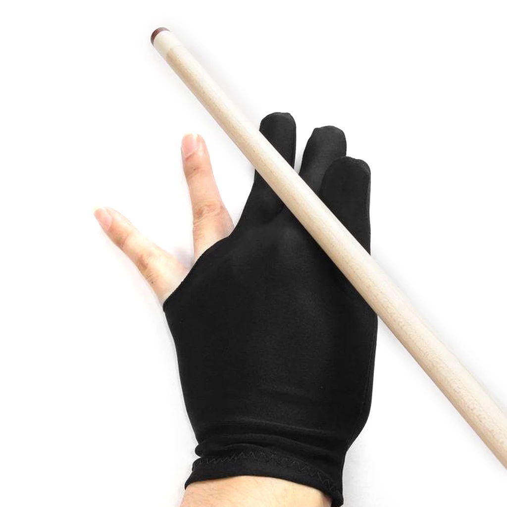 3 Finger Pool Table Billiards Ball Cue Shooters Gloves Black Fit Left Right