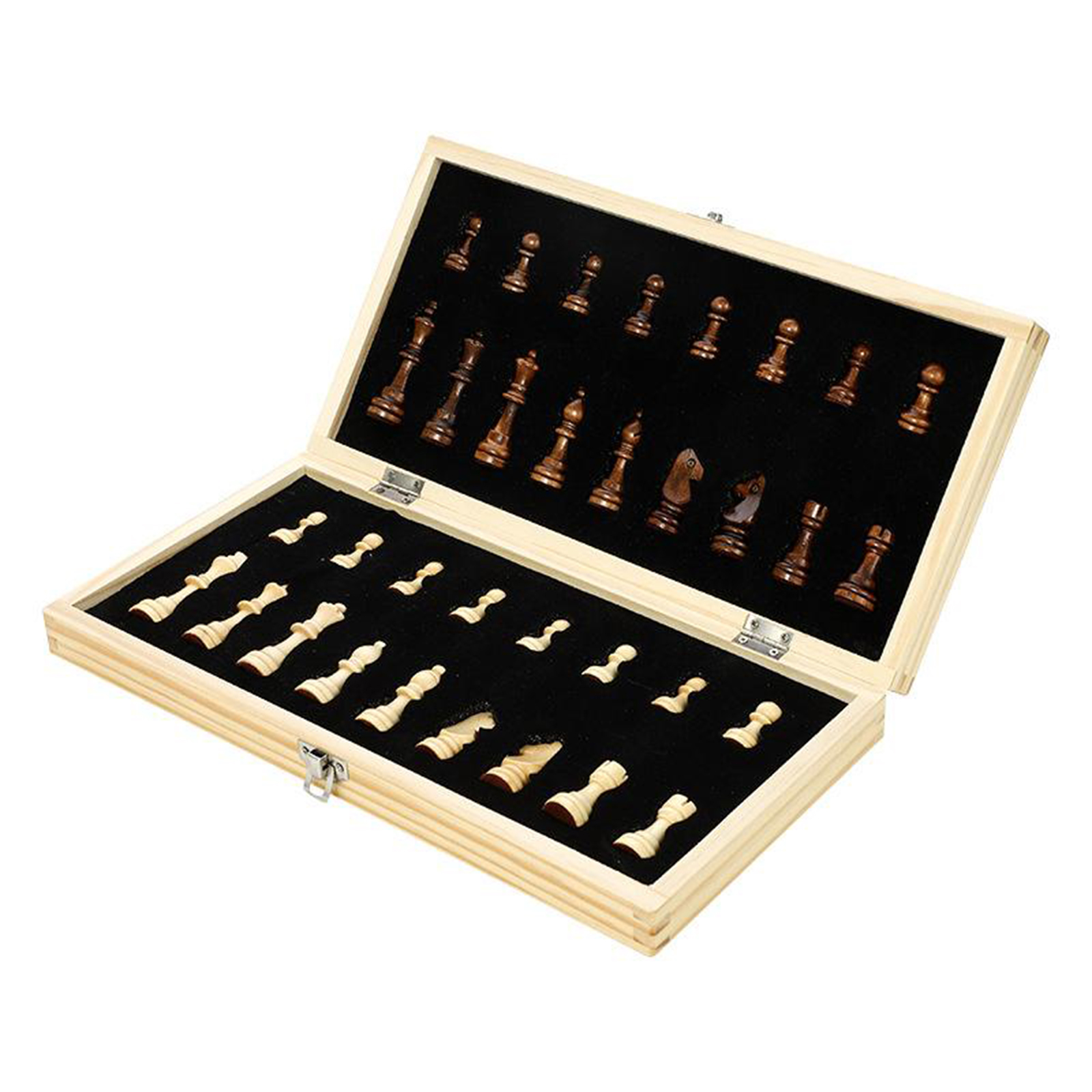 1 Set  Wooden Folding Chess(34 Chess Pieces+1 Board) Made of Quality Wood with