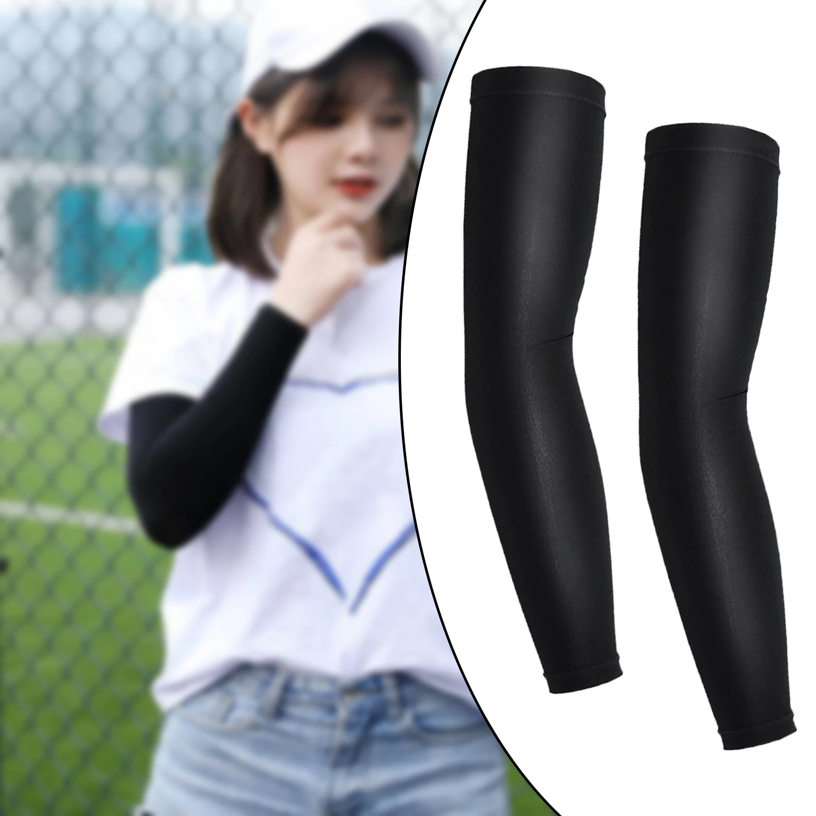 1 Pair Cooling Arm Sleeves Outdoor Sport Basketball UV Sun Protection Cover