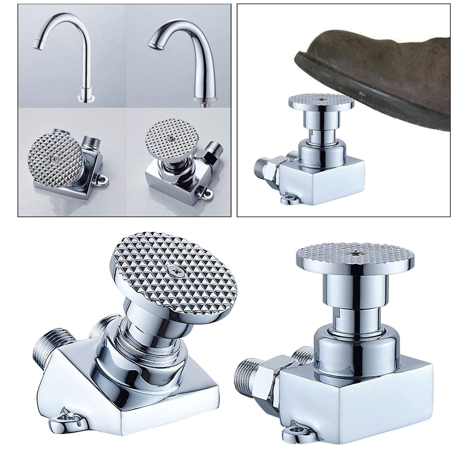 Switch Control By Floor Foot Pedal Valve Brass Bathroom Basin Faucet Single Cold Tap Hospital Hotel Pedal Water Faucets