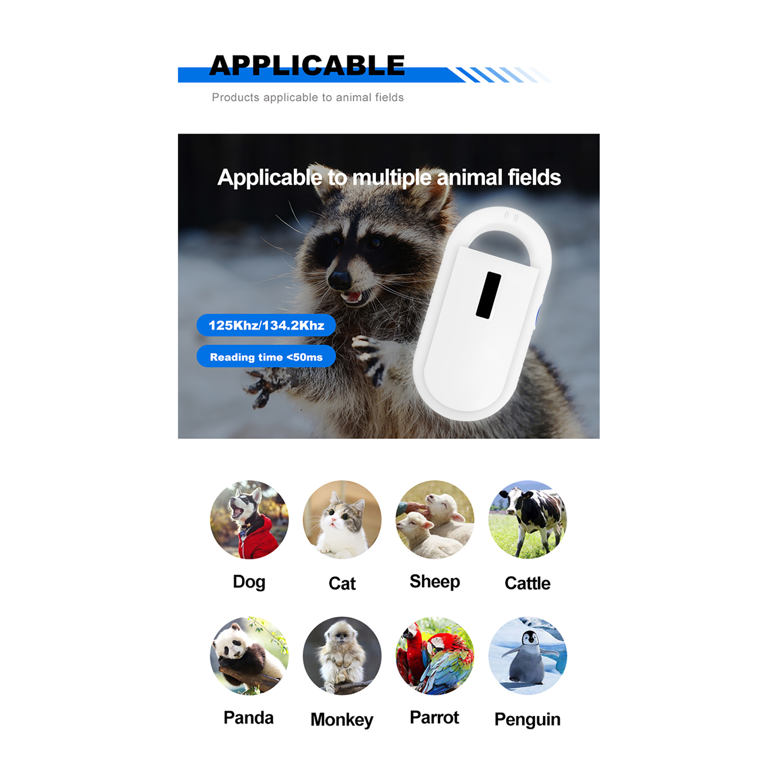 ISO1784/5/FDX-B/ID64 Animal Pet ID Reader Chip Transponder USB RFID Handheld Microchip Pet Scanner For Animals