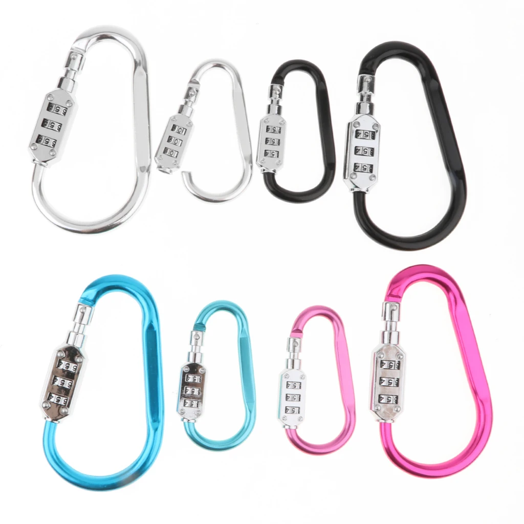 MagiDeal Multi-purpose Aluminum Lock Combination Carabiner Keychain Use For Outdoor Camping Hiking ,Suitcase Luggage