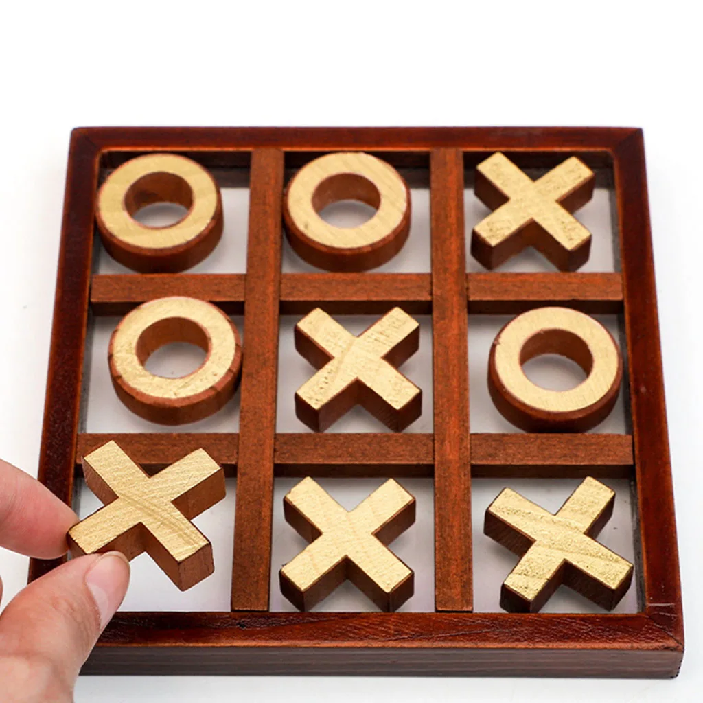 XO Wood Board Game Toy Parent-Child Interaction Game Wooden Board Puzzle Game Educational Toys for Kids Teens Adults