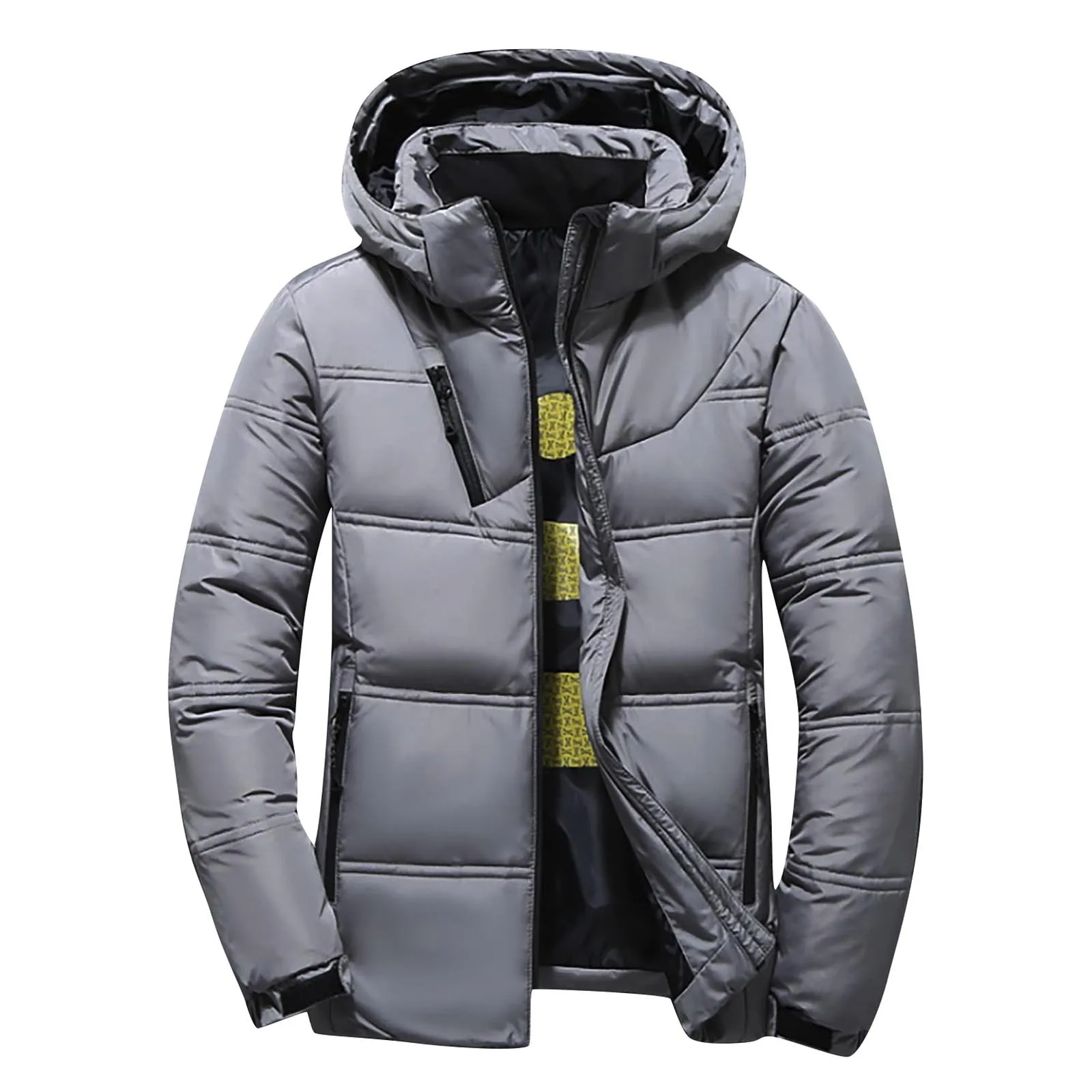 stone island jacket Fashion Men's Autumn And Winter Loose Solid Colors Long Sleeve Cotton Padded Coat Casual Jacket Outerwear Chaquetas Hombre#g3 waterproof jacket