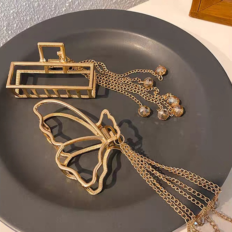 Bilandi 2021 New Metal Hair Claw Clips With Chain Tassel Glass Beads Butterfly Bow Dangle Hair Clips For Women Hair Accessories Bilandi 2021 New Metal Hair Claw Clips With Chain Tassel Glass Beads Butterfly Bow Dangle Hair Clips For Women Hair Accessories
