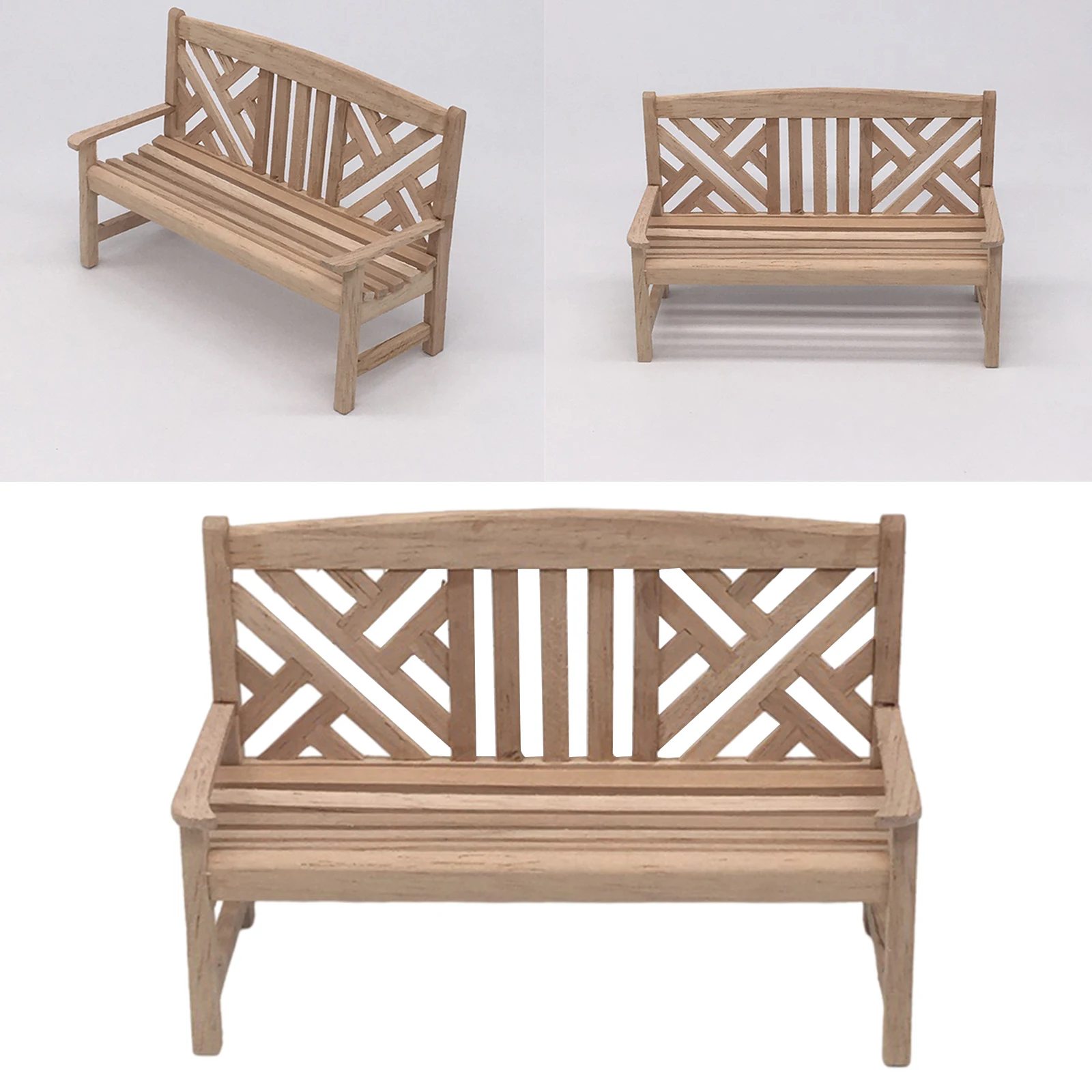 Portable Miniature 1:12 Dolsl House Chair Unpainted Garden Bench Accessories