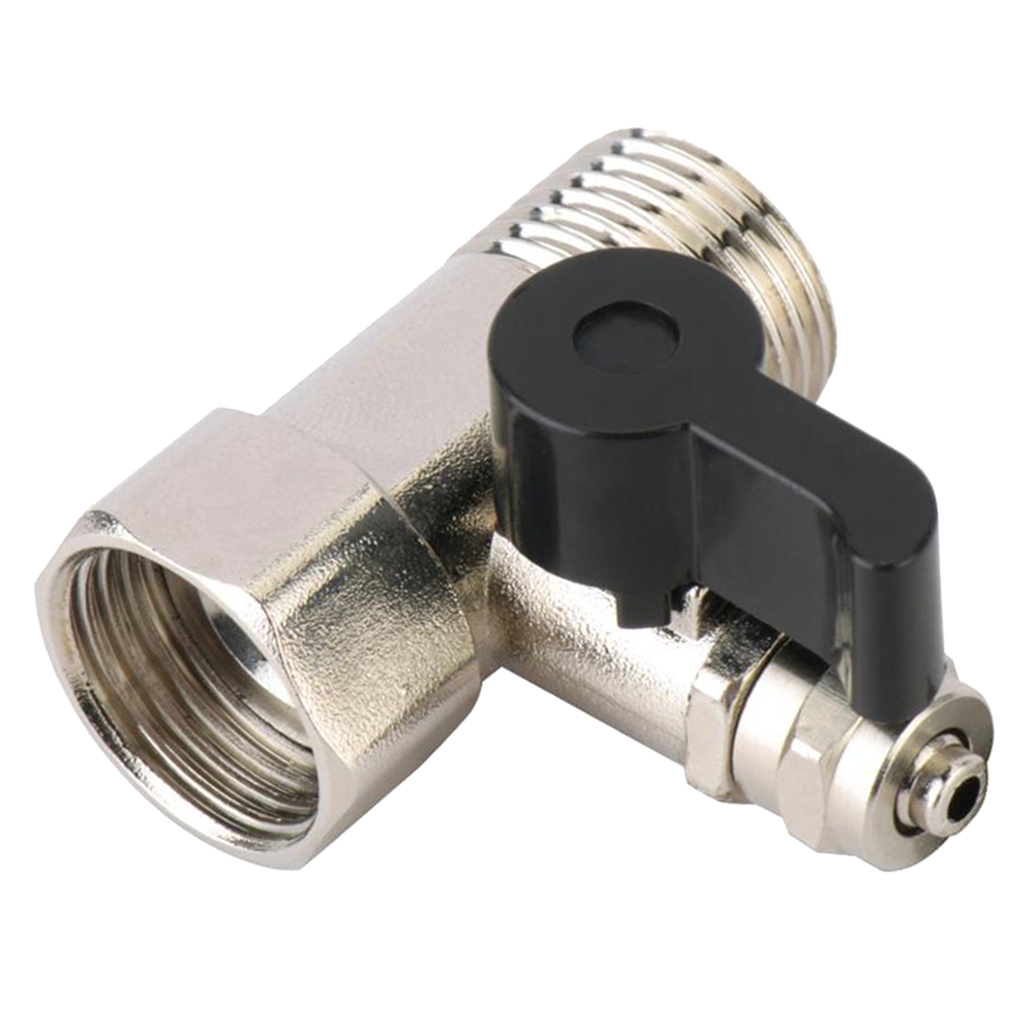 Nickel Plated 1/2'' to 3/8'' Ball Valve Faucet Tap Shut-off Switch Tee Union