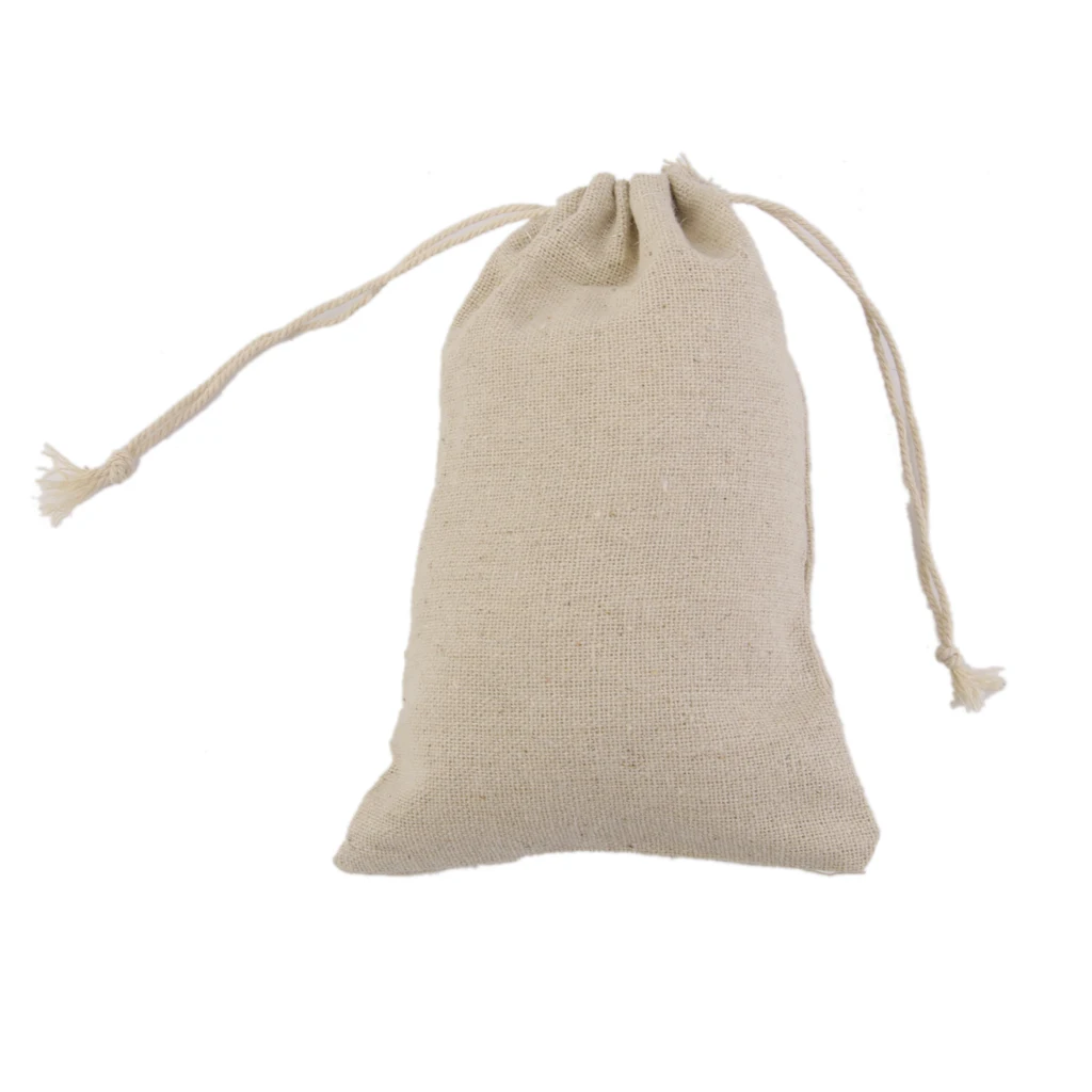 10x Linen Gift Bags Pouch Drawstring Burlap Jute Sack Jewelry Wedding Favor Bag 