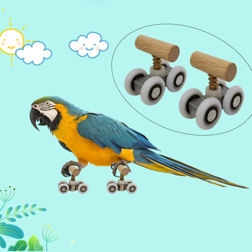 Parrot Mini Roller Ice Skates Toys Bird Play Activity Foot Toy Adjustable