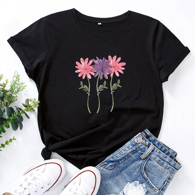 Watercolor Flower Floral Trend Graphic T Shirt Top Casual Clothing