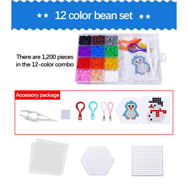 Hama Beads with Pegboards Ironing Paper Colorful Fuse Beads Kit Beading Kit  - AliExpress