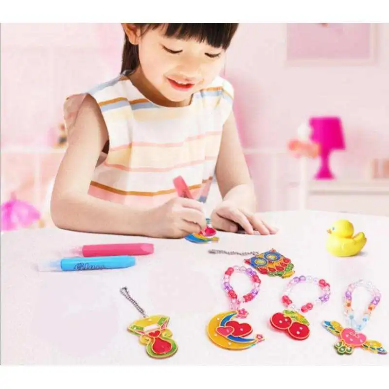 Kids DIY Drawing Toys Educational Gift Necklace Pigment for Children Girls