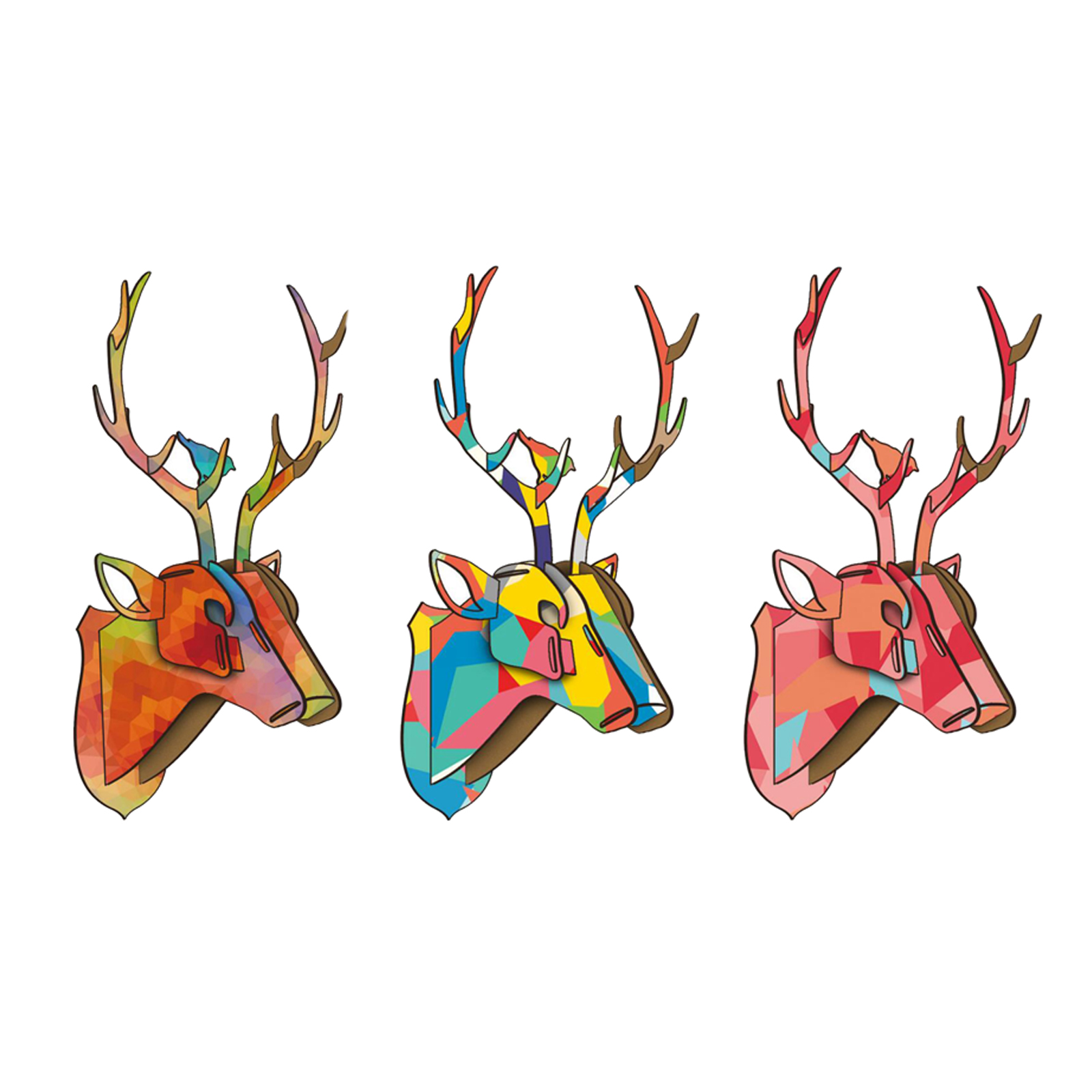 Assembly Puzzle Trophy Deer Head Wall Art Animal Sculpture Ornament for Living Room Bedroom Decoration