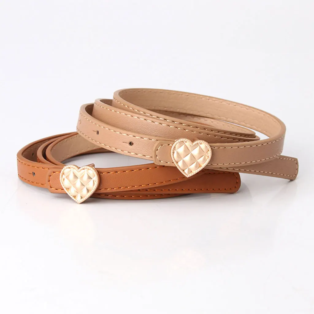 Women`s Waist Belt with Heart Buckle PU Simulated Leather Waistband for Casual Jeans Dresses Sweater Girls