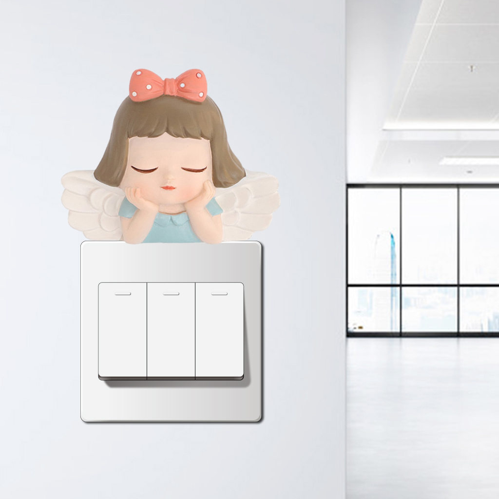 Resin Wall Sticker Decorative Bedroom Angel Switch Decor Paster Nursery Room