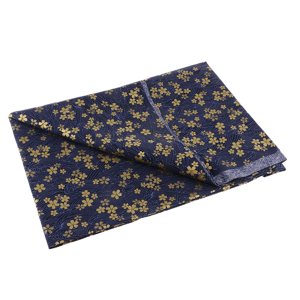 Blue Japanese Upholstery Bronzing Cotton Kimono flower Fabric 59 inch Width