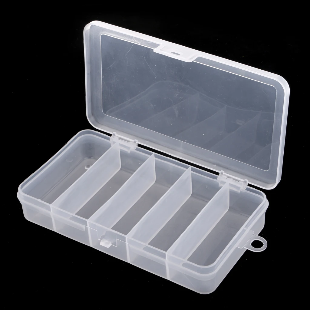 Double Side 5 Compartments Fishing Tackle Box Lure Hooks Storage