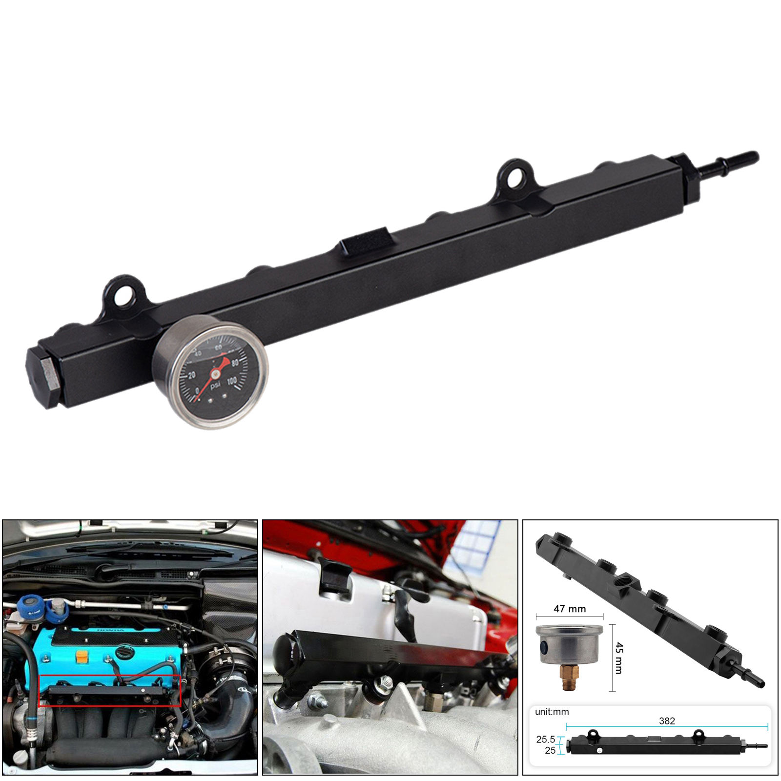 Billet Aluminum K Series Fuel Rail Replacement For Honda Civic and Acura Si Rsx Tsx K swap Engine