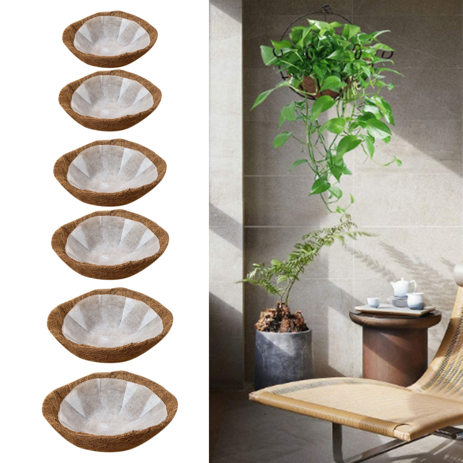 20/25/30/35/40/45cm Hanging Coconut Vegetable Flower Pot Basket Liners Planter Garden Decor Crafts
