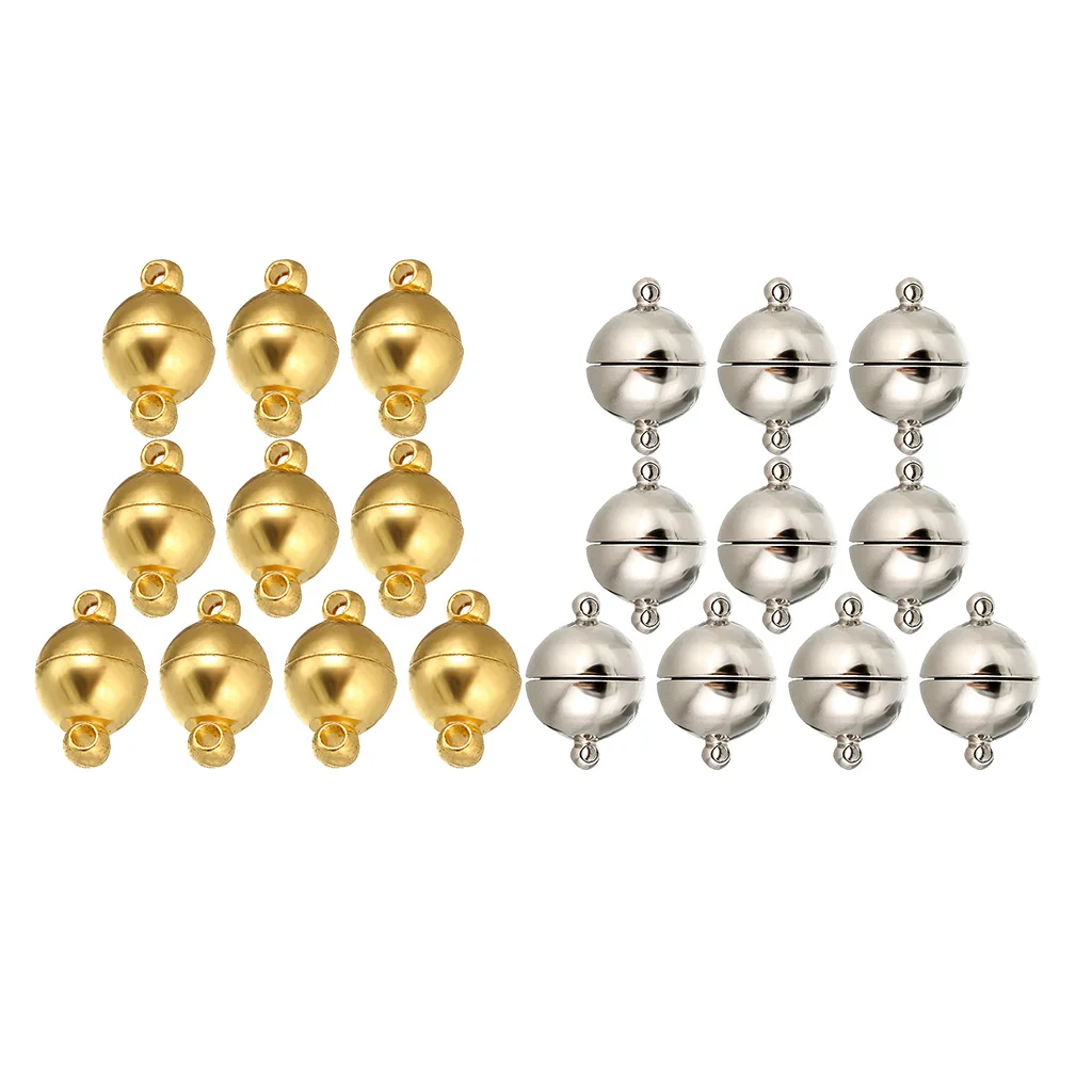 10x Magnetic Jewellery Clasps Necklace Round Ball Bracelet Connectors 12x6mm