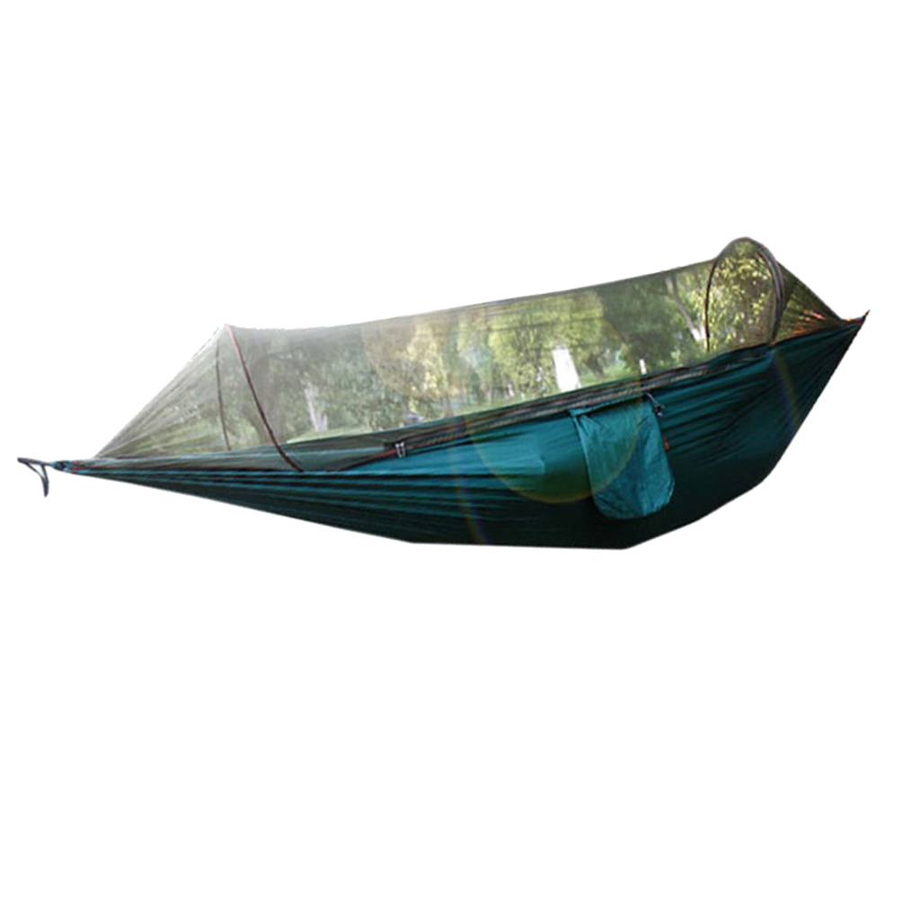 Outdoor Portable Single Camping Hammock with Removable Mosquito Bug Net and Tree Straps 98x47 Inches Max 200kg