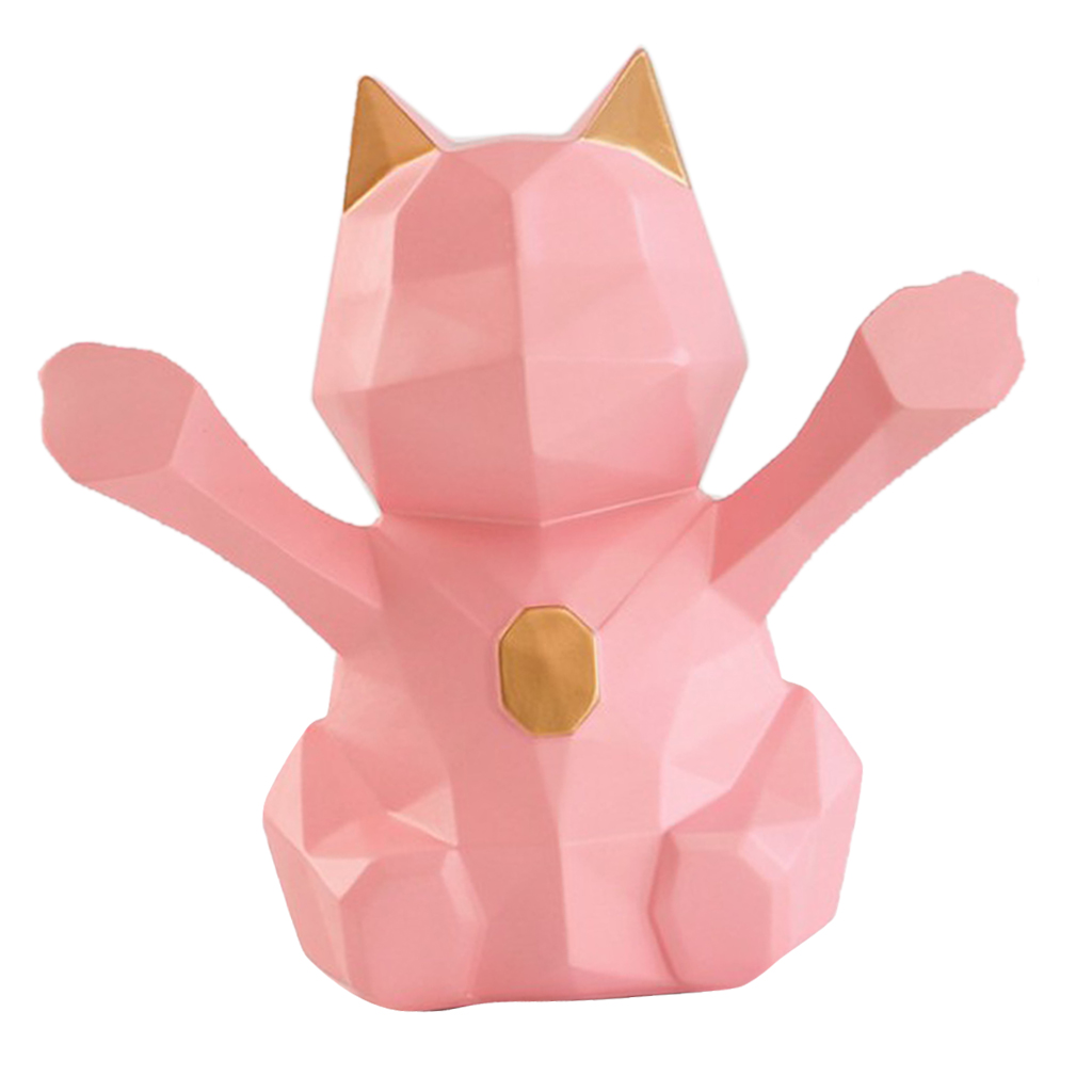 3D Resin Lucky Cat Ornaments Geometric Fortune Cat Happy Lucky Cat Statue Desktop Ornament Shop Home Fortune Symbol