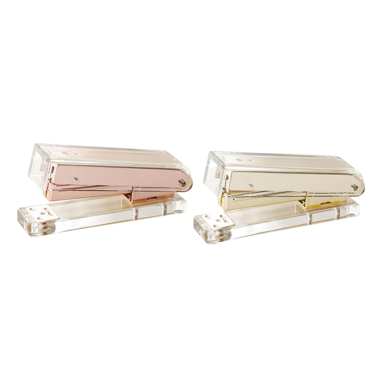 Rose Gold/Gold Desktop Stapler Stationery Accessories Gift Transparent Acrylic Standard Stapler Stapler for Home School Office