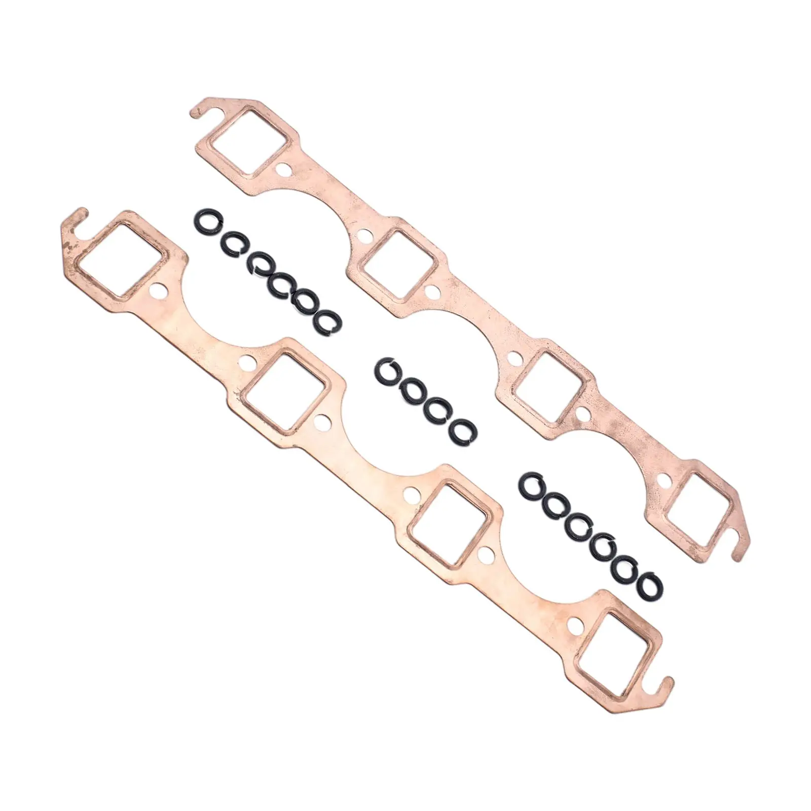2 Pieces Exhaust Header Gaskets Plating Small Block Port Gasket Reusable Copper for Ford 289 4.8L 351W 5.8L 260 4.3L 62-86