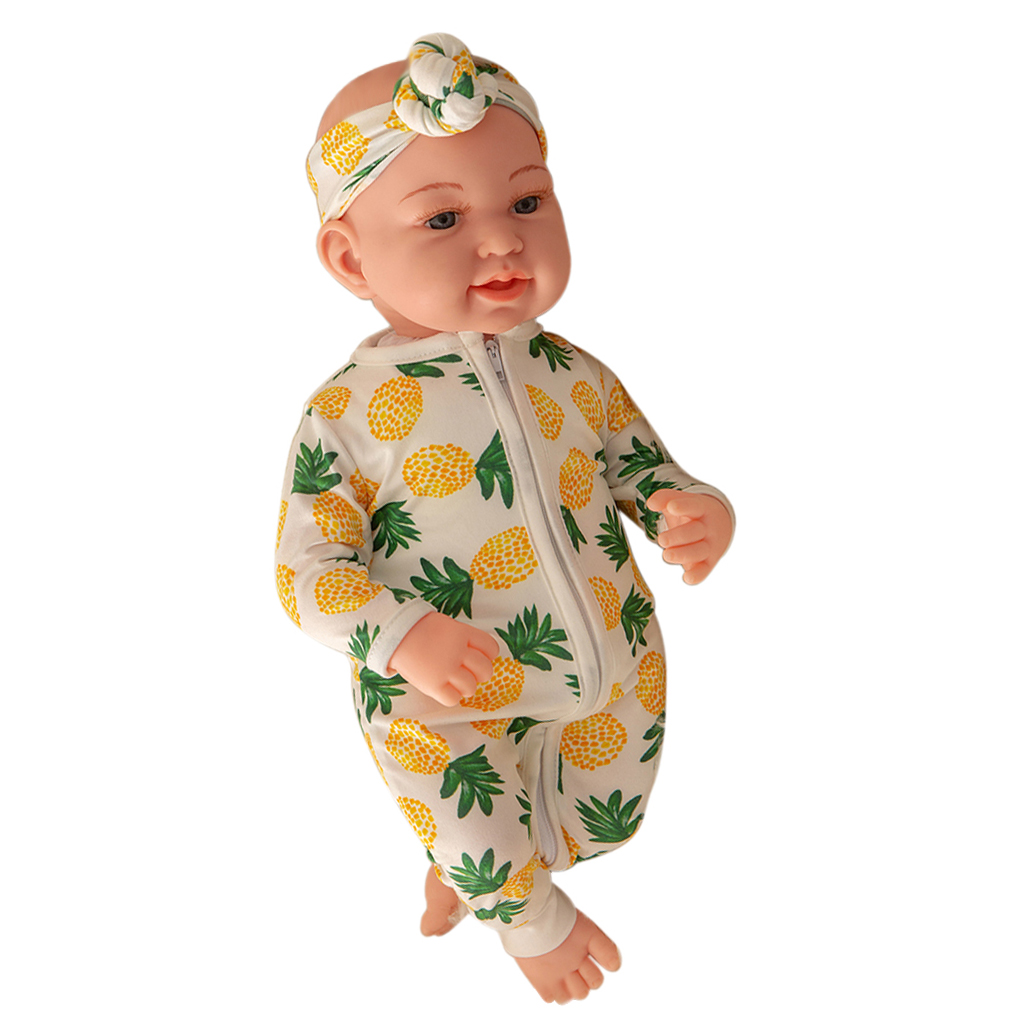 Reborn Doll 18 inch Handmade Realistic Baby Boy with Soft Vinyl Body, Including Pineapple Jumsuit