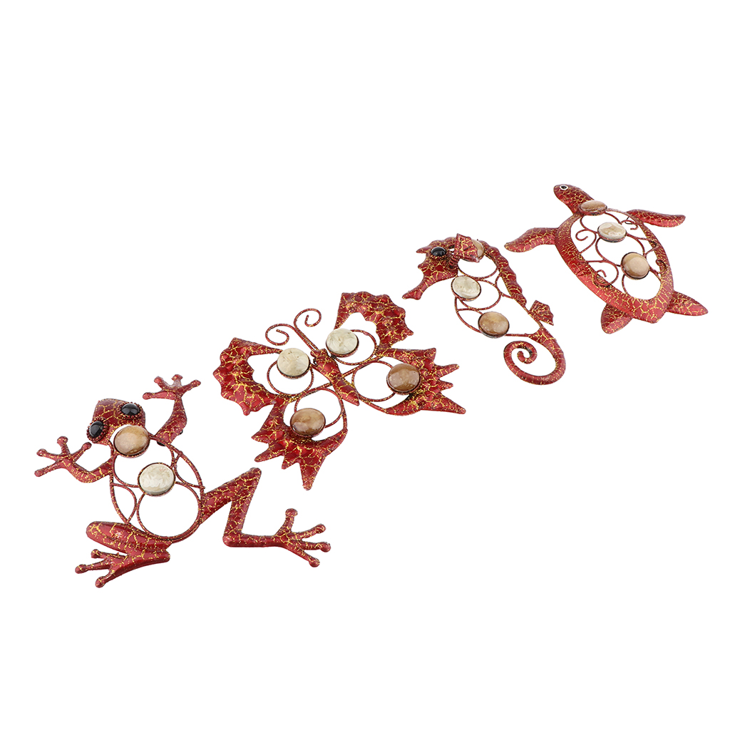 4x Vintage Metal Gecko,Butterfly, Sea Horse,Tortoise Backyard 