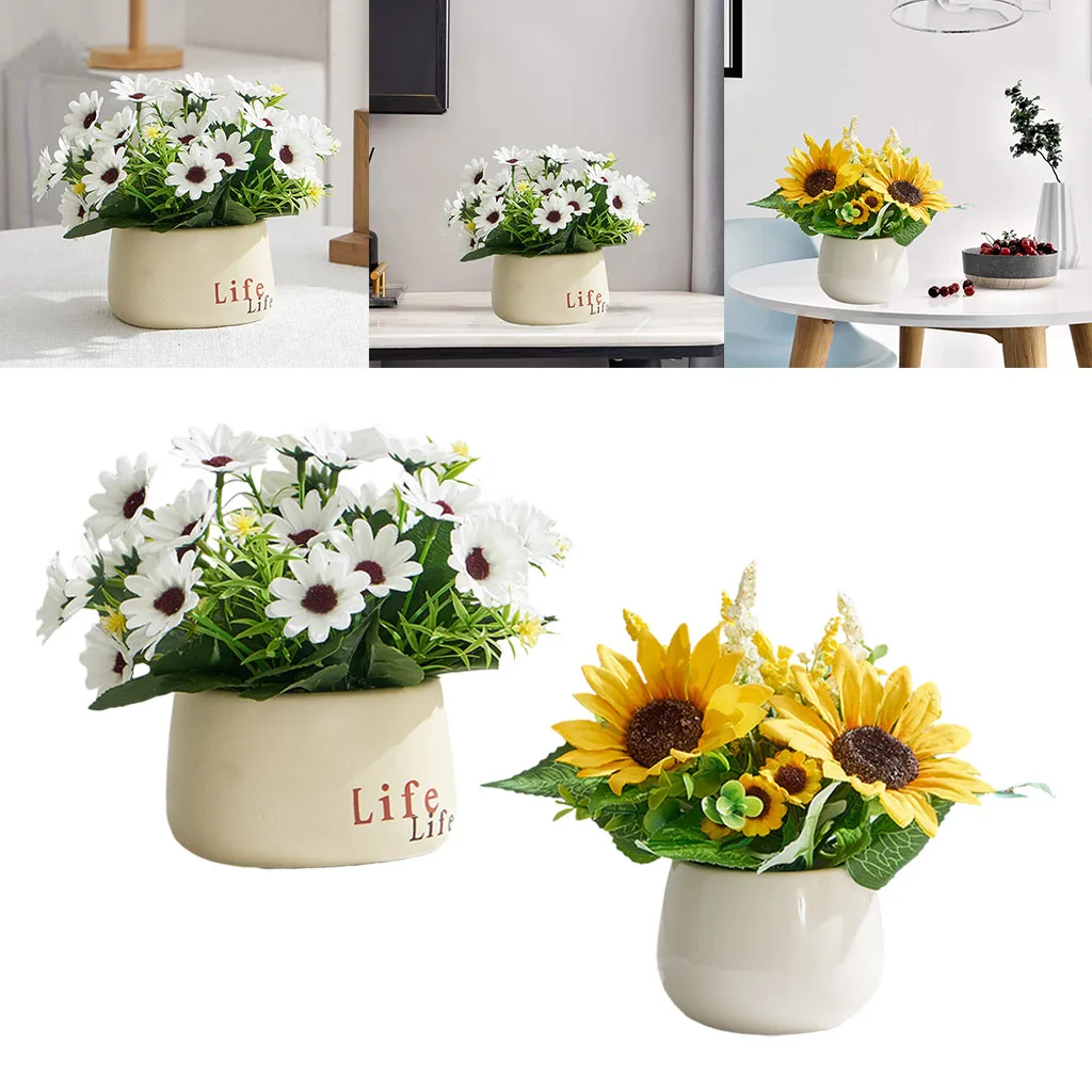 Artificial Flower Plants for Home Decor Faux Plant for Bathroom Bedroom Living Room Farmhouse Desk Shelf Decoration