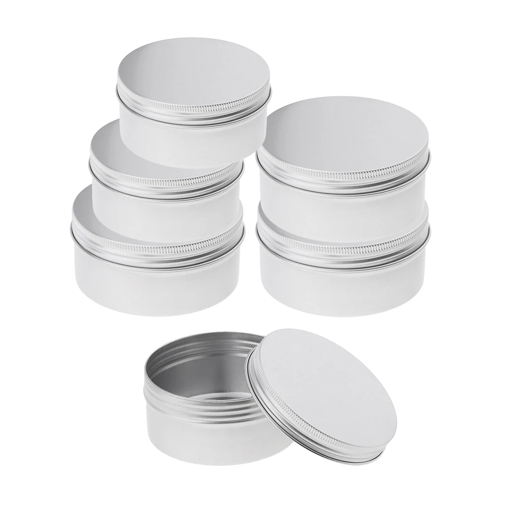 6x Aluminum Empty  Pot Jar Screw Cosmetic Box Case 200ml 250ml