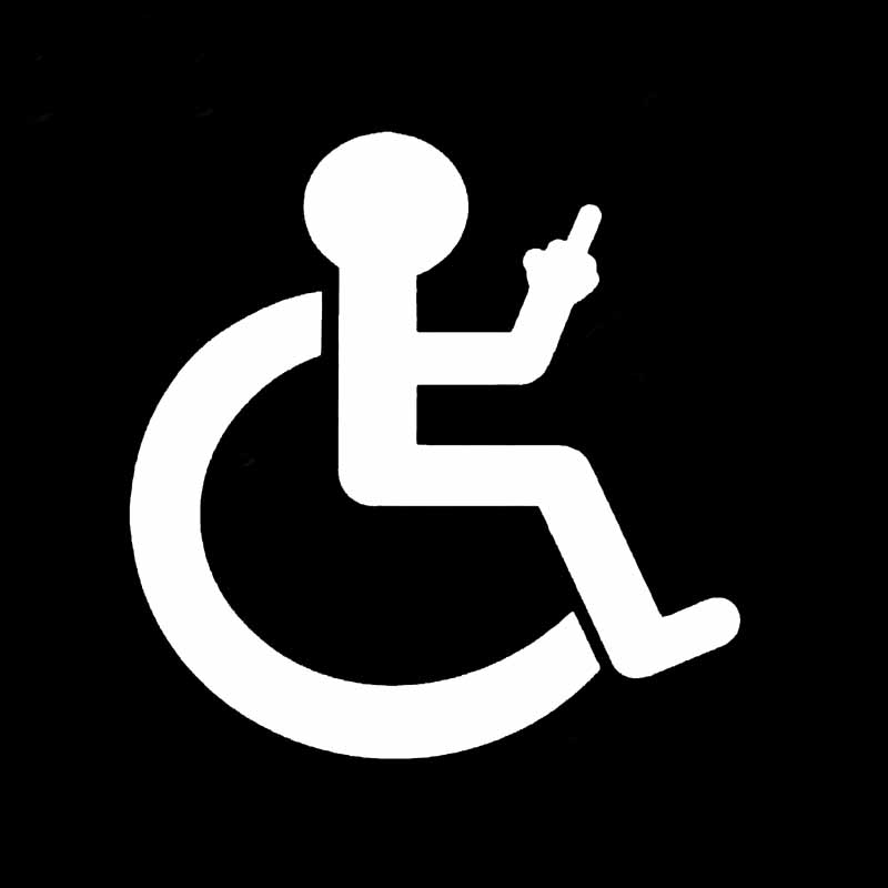Autoaufkleber, personalisierte kreative Aufkleber, Rollstuhl-Mittelfinger, lustige Aufkleber, wasserdicht und Sonnenschutz, PVC, 13 x 13 cm – Detail 2