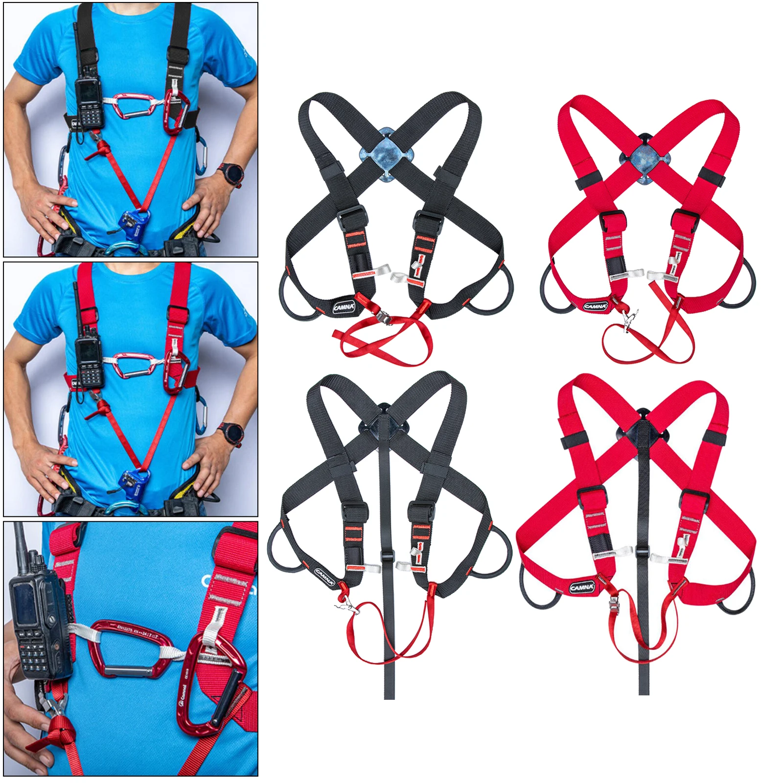 Climbing Safety Harness Ascending Straps Adjustable Fixed Belt Caving Canyoning Survival