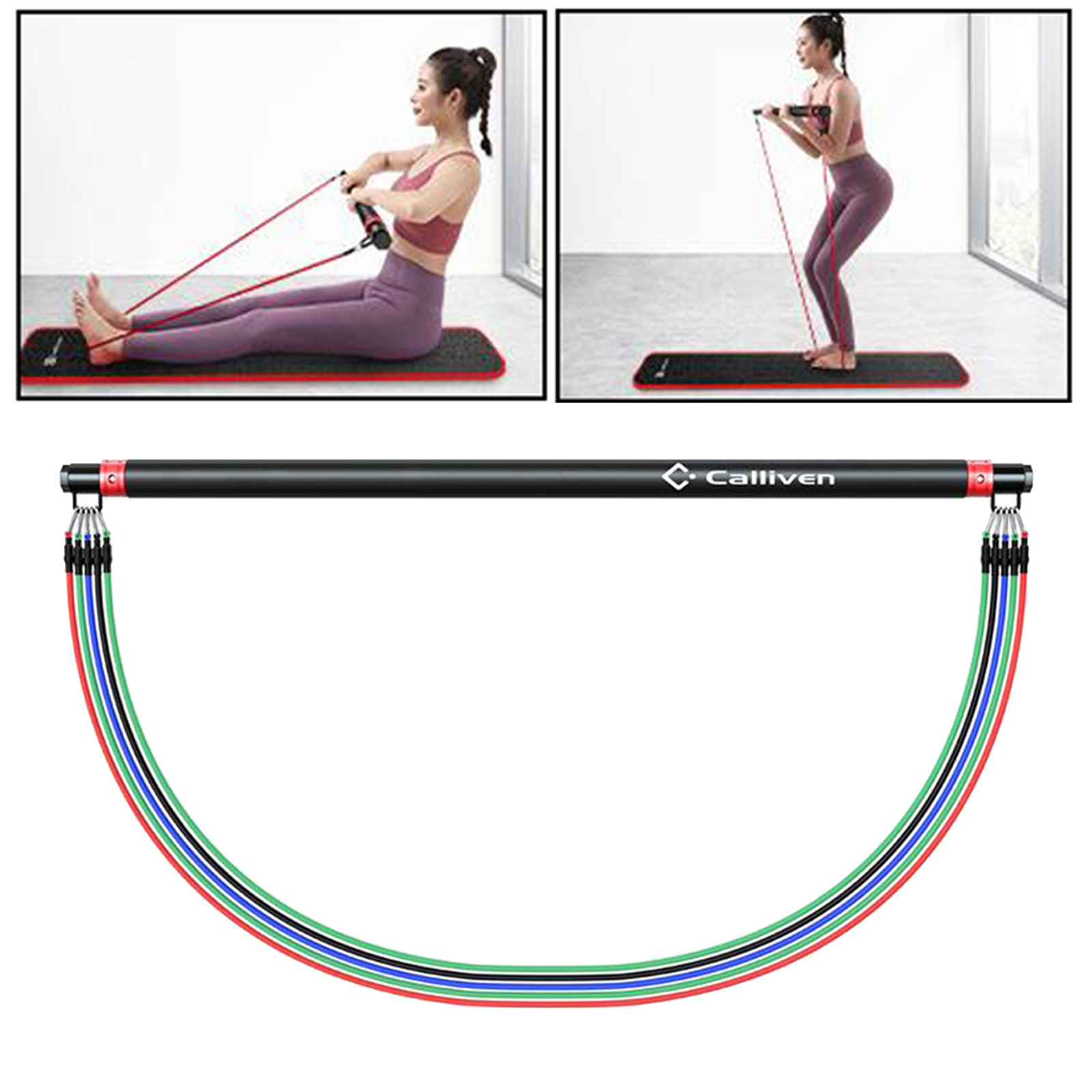 Portable Pilates Bar Stick Adjustable Exercise Bar Resistance Band for Yoga Gym
