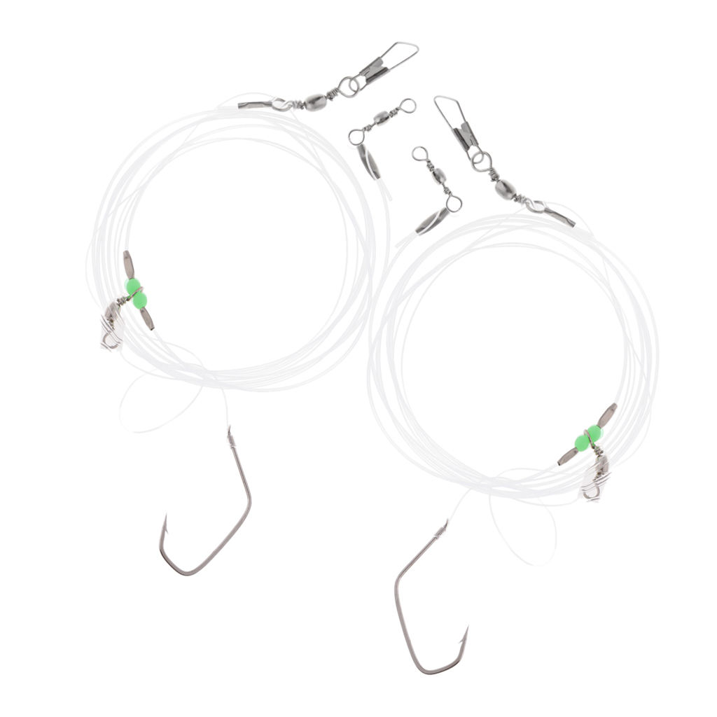 Fishing Wire Leader with 2pcs Hooks Swivels Snaps Beads Sea Fishhooks Fishing Tackle