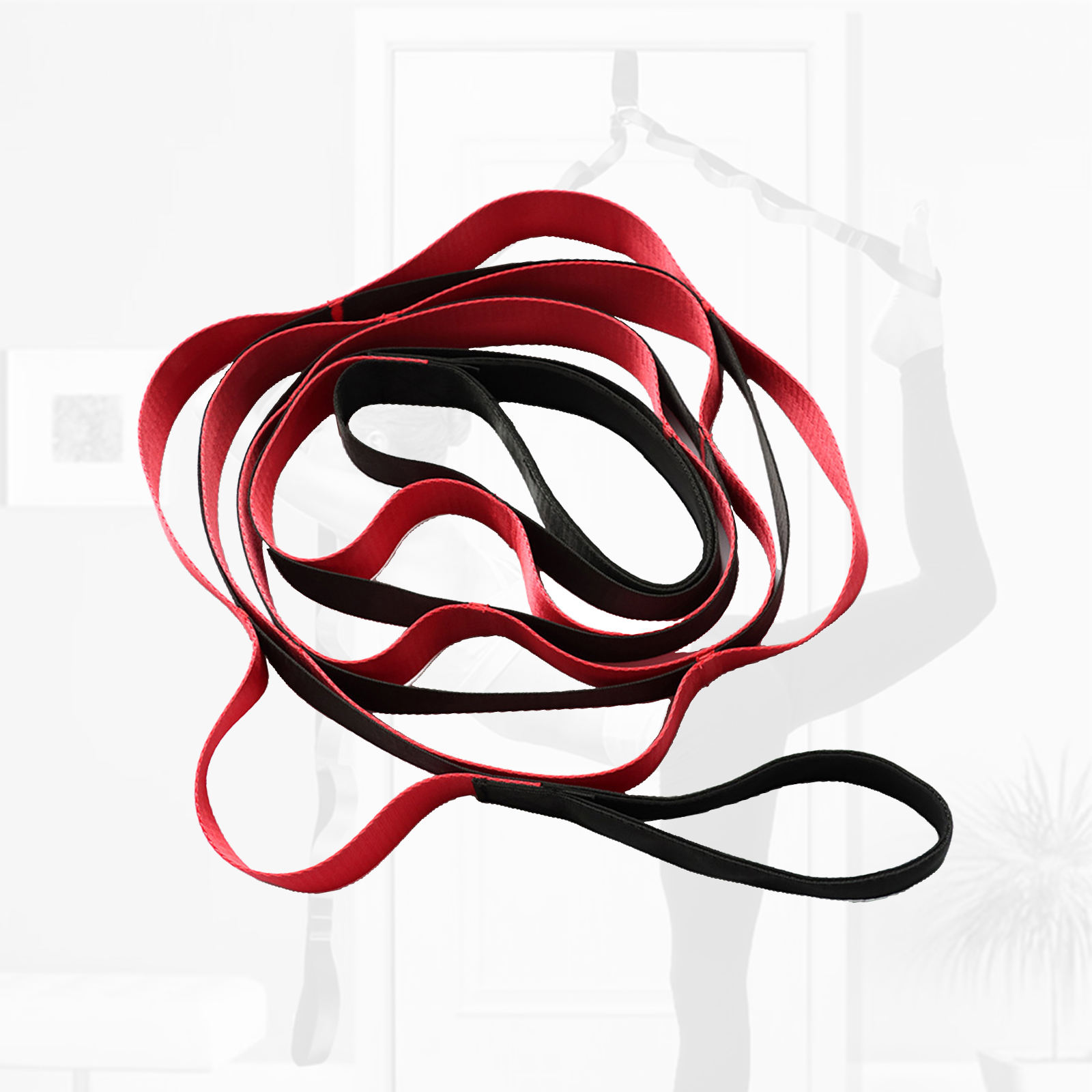 Stretching Strap - 12 Loops Non-Elastic Stretch Strap, Perfect Home Workout Stretching Out Strap for Yoga, Pilates, Dance