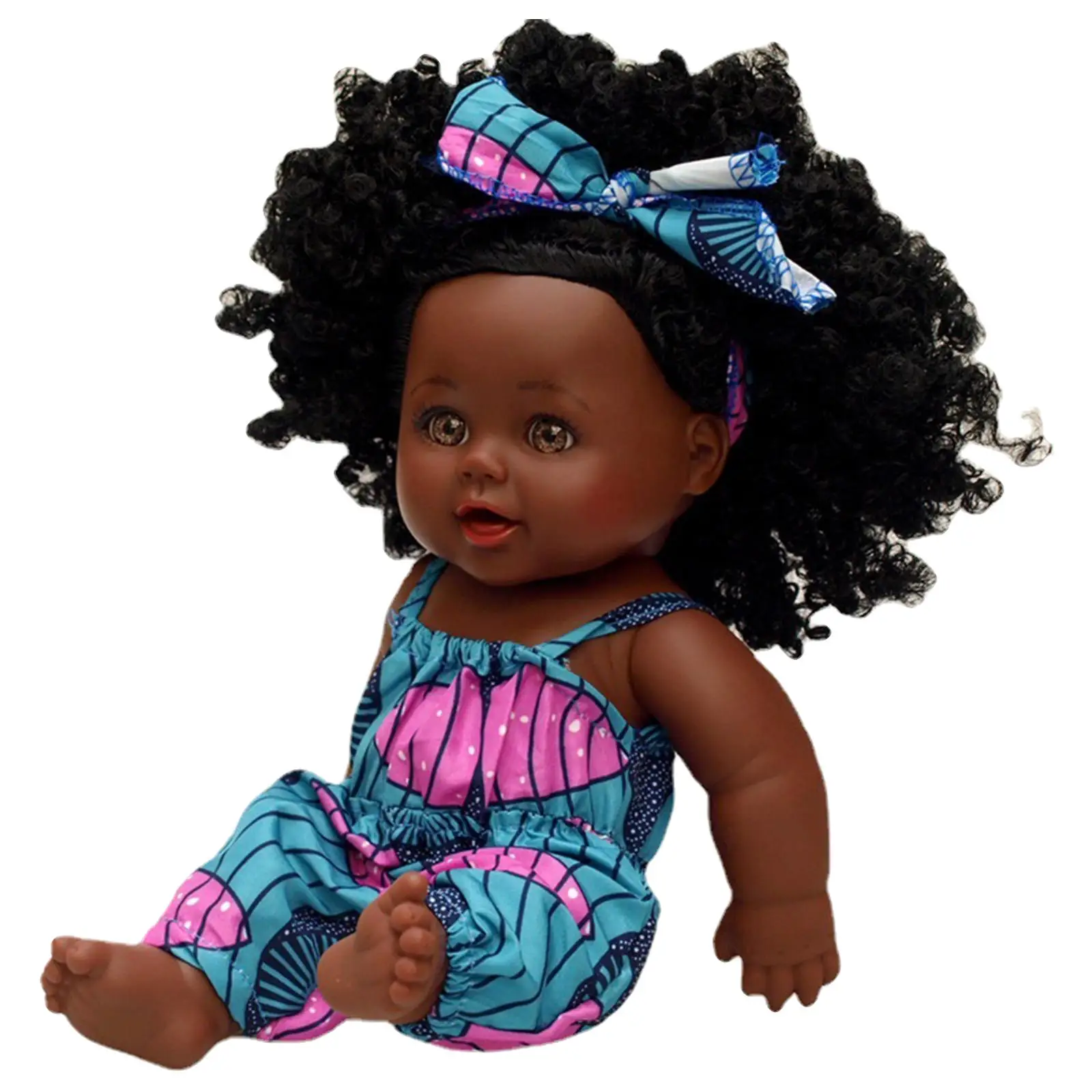 Cute Baby Doll 30cm Black Skin DIY with Clothes Curly Hair Realistic African Baby Doll Black Girl Doll for Toddler Infants Kids