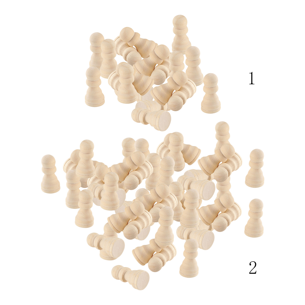 Wooden Chess Set Chess Pieces Table Board Game Kids Educational Toys Unfinished Wood Dolls