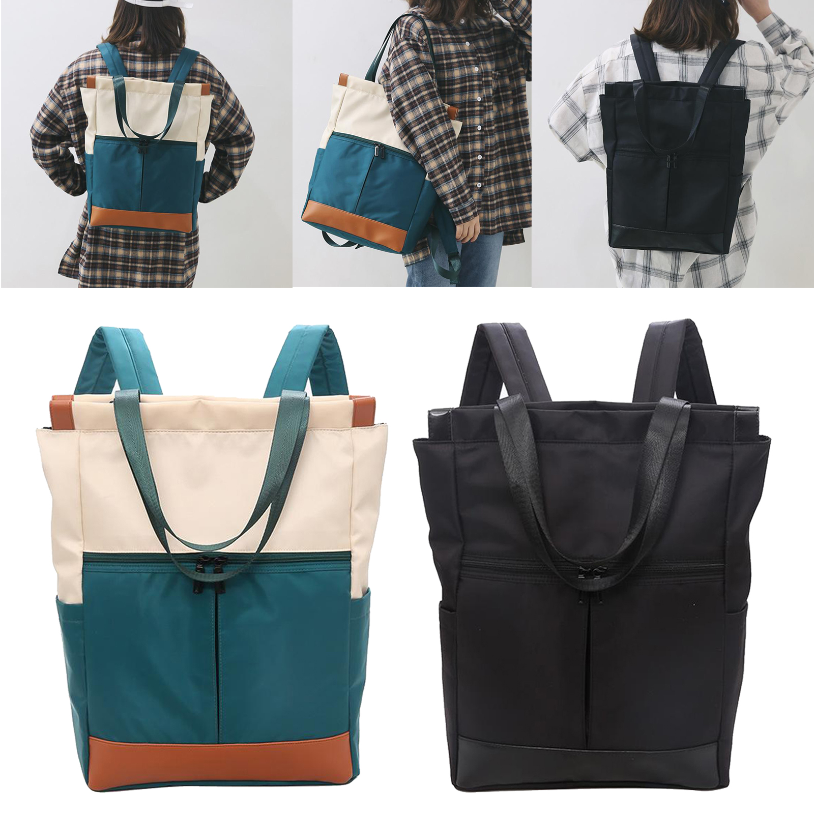 Women Convertible Tote Daypack Laptop Backpack Wide Top Open College School Travel Casual Bags