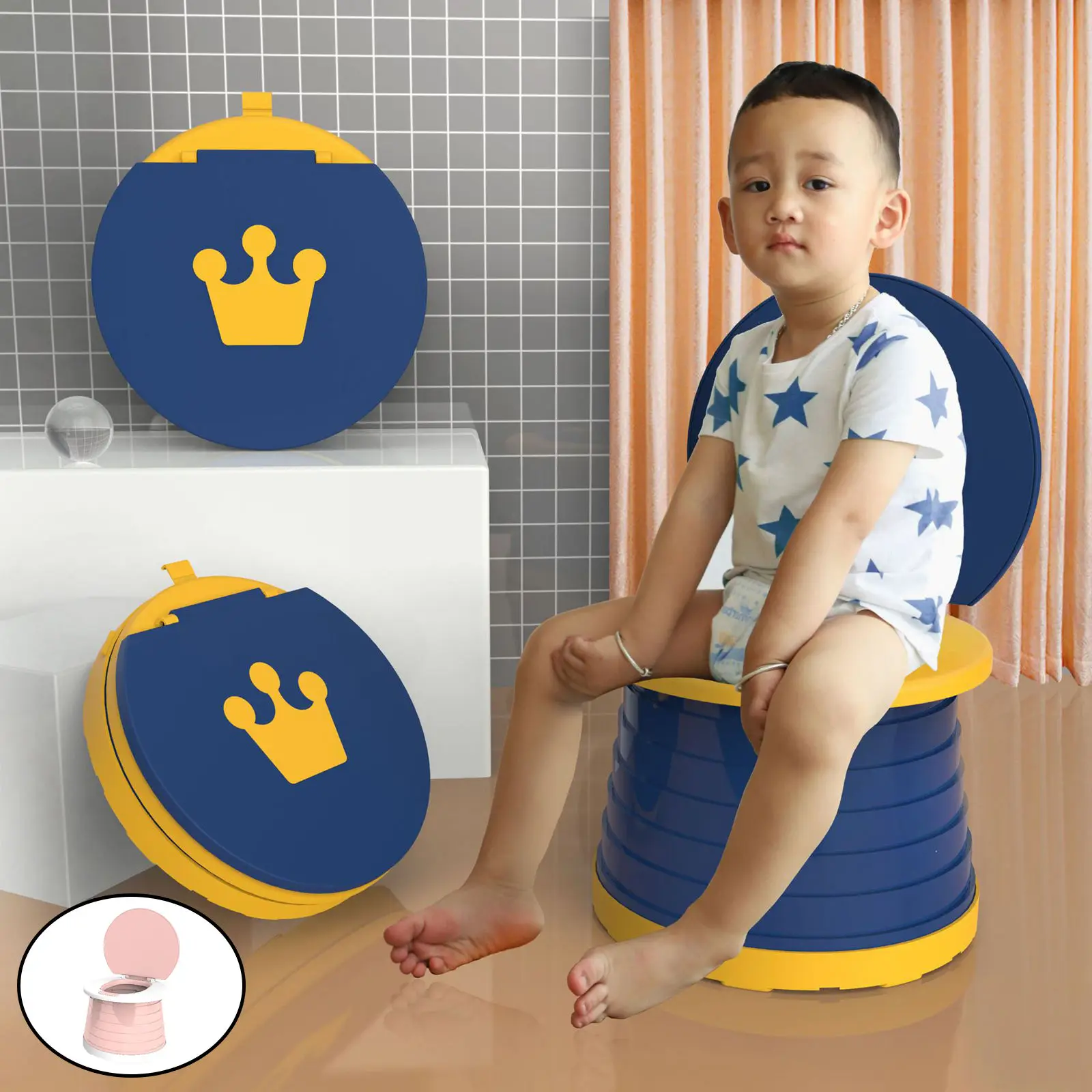 Portable Travel Children Collapsible Toilet Seat Kids Potty, Compact Lightweight