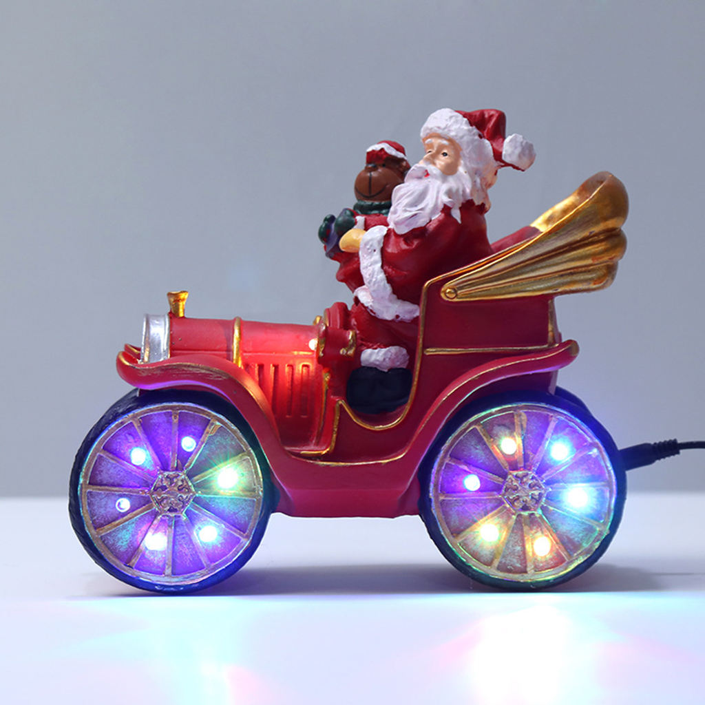 Santa Driving Train Ornament Desktop Christmas Decor Collection Santa Driving Train Ornament Present
