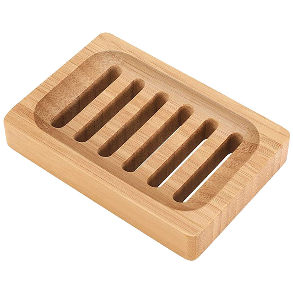 Bamboo Soap Dish Rectangular Clean Wooden Container Natural Color Sponge Holder for RV Bathtub Countertop Sinks Outdoor