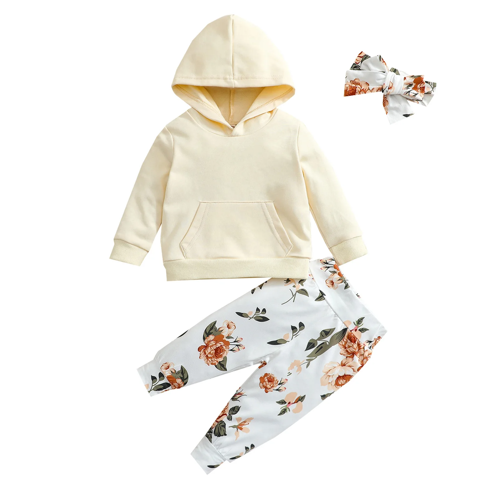 Ma&Baby 0-24M Newborn Toddler Infant Baby Girls Clothes Set Pocket Hooded Sweatshirt Top Rose Floral Pants Outfits DD40 baby dress set for girl