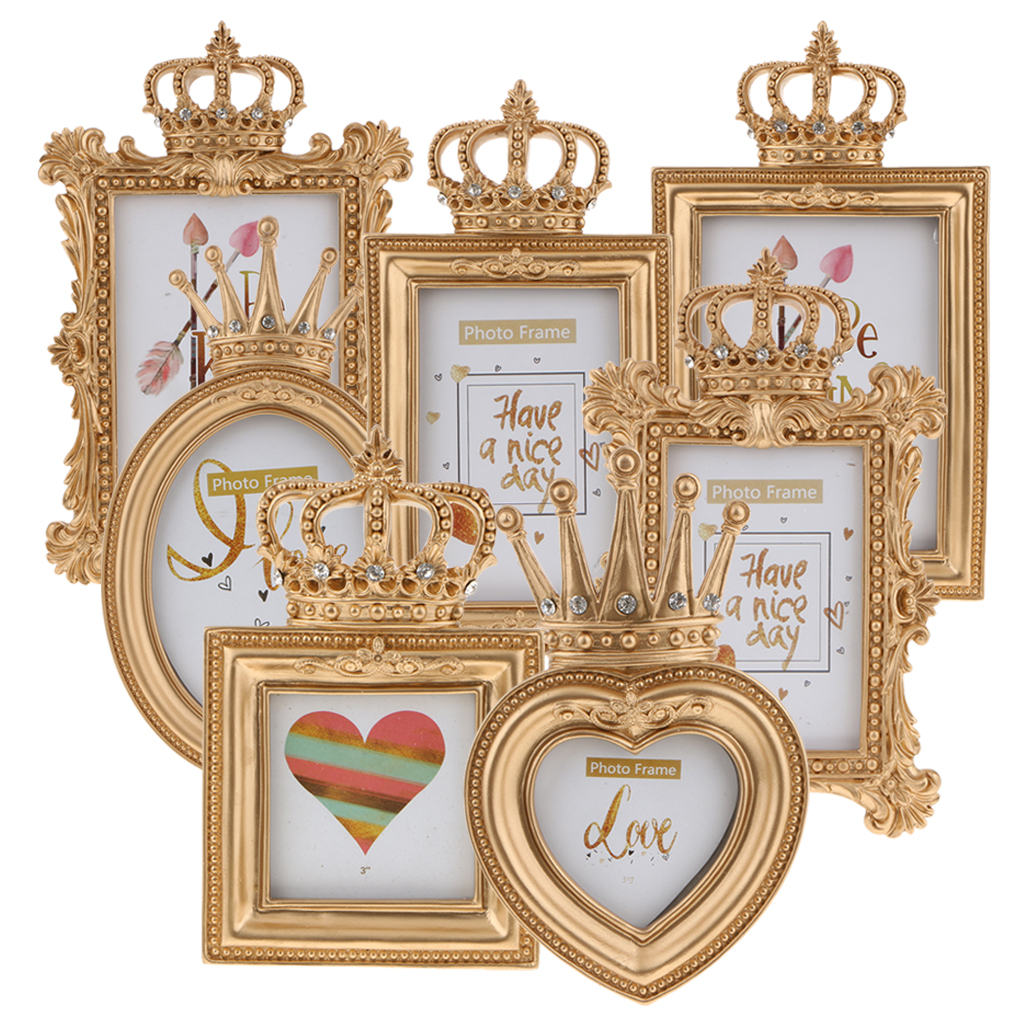 Luxury Baroque Style Gold Crown Creative Decor Resin Image Office Photo Frame Gift House Wedding Decoration