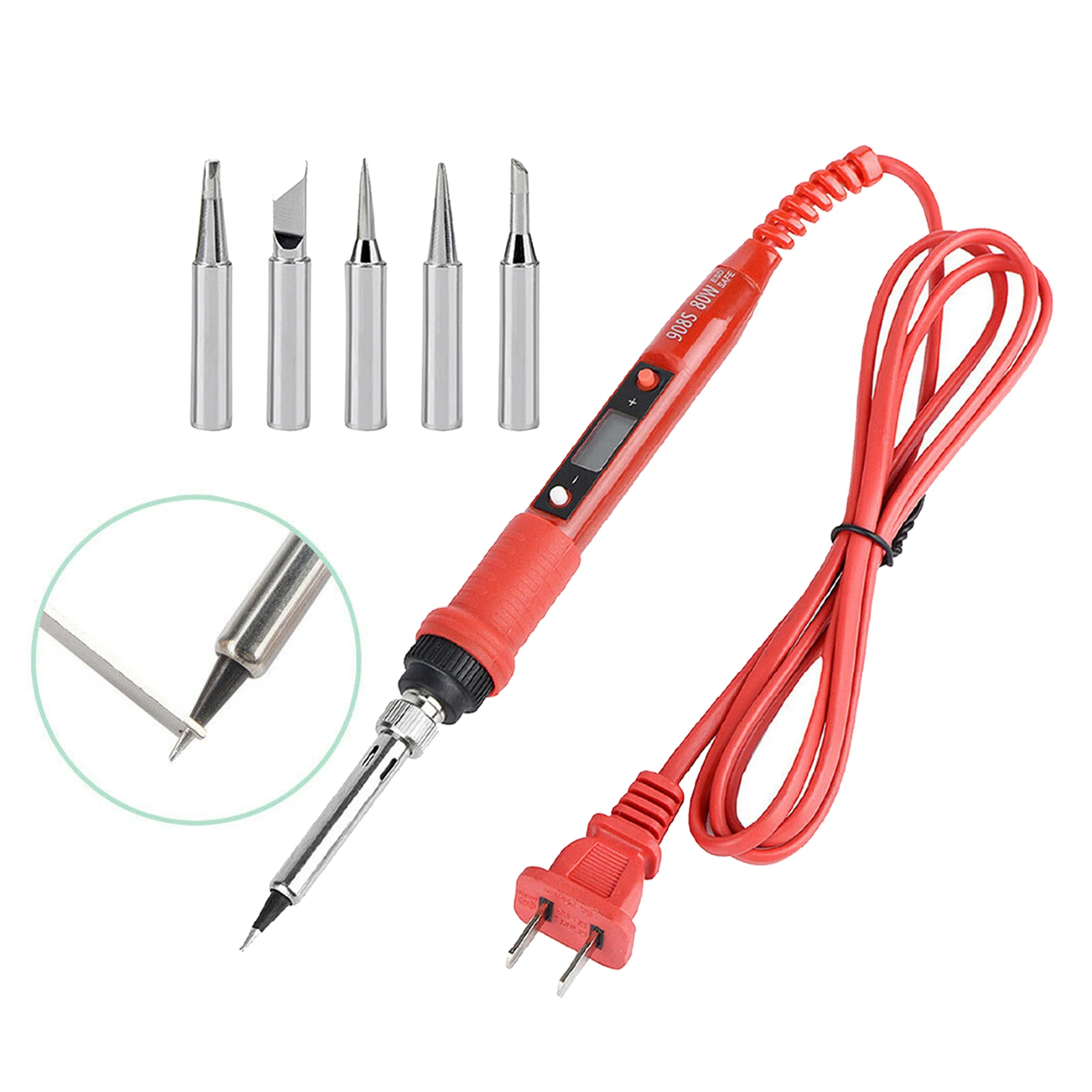 Electric Soldering Iron Kit with 5 Solder Tips Digital Solder Gun for DIY Hobby Projectsm Jewelry Repairing, US Plug