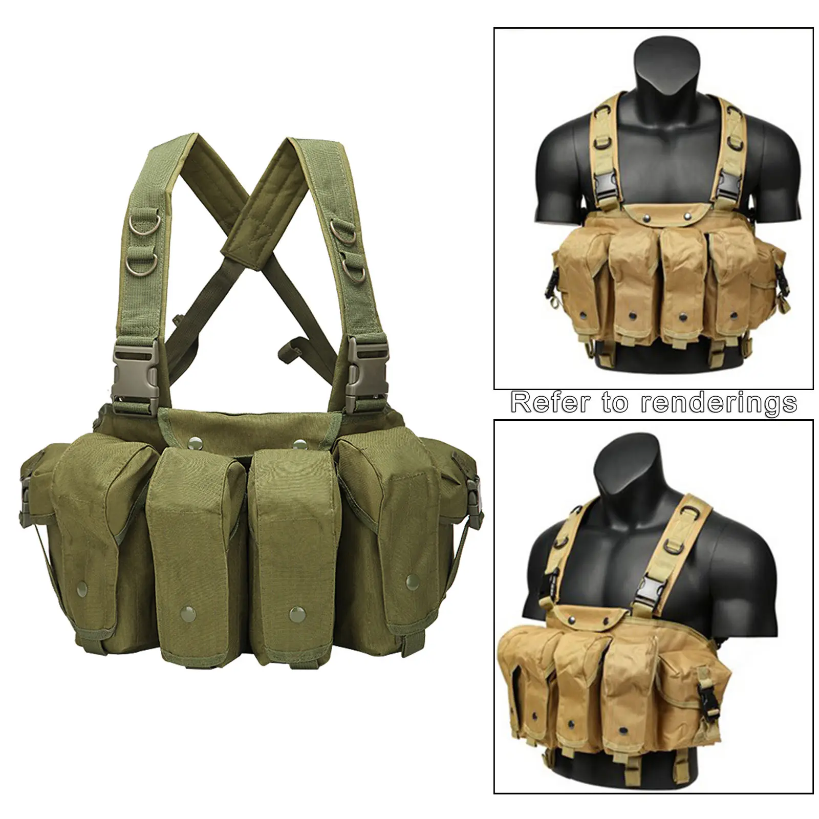 CS Modular Chest Set MOLLE Adjustable Harness Chest Rig Tactical Vest Hiking Camping Combat Game Jungle Clothing